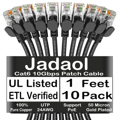 Jadaol Cat 6 Ethernet Cable 50 ft, 10Gbps Support Cat8 Cat7 Network, Flat RJ45 LAN Patch Cable, High-Speed Wired Internet Cable for Router, Modem, Switch, Gaming Consoles, PC, Streaming Devices, White