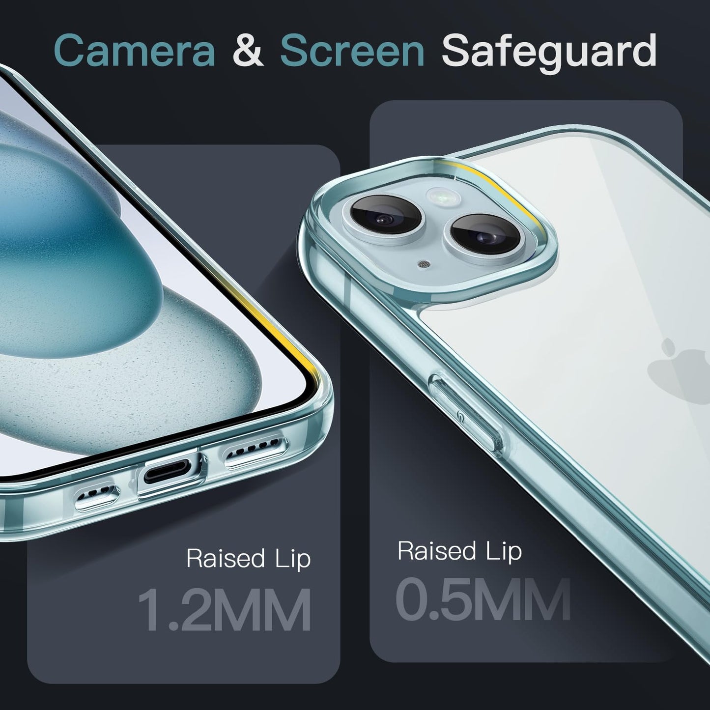 JETech Case for iPhone 15 6.1-Inch, Non-Yellowing Shockproof Phone Bumper Cover, Anti-Scratch Clear Back (Clear)