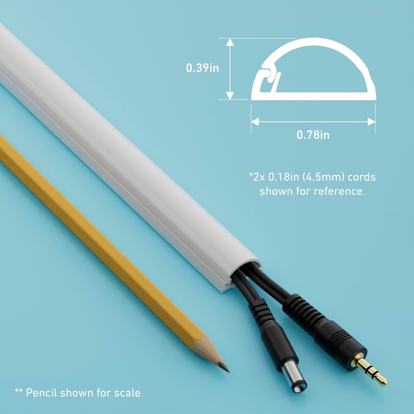 D-Line Cable Raceway On-Wall Cord Cover | 1D3015W | Surface Mount Electrical Channel to Hide and Conceal Cords, Cables, and Wires | White, Paintable