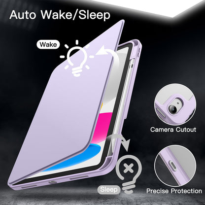 JETech Rotating Case for iPad (A16) 11th/10th Generation (2025/2022) with Pencil Holder, 360 Degree Rotation Protective Stand Cover Clear Back, Auto Wake/Sleep (Navy)