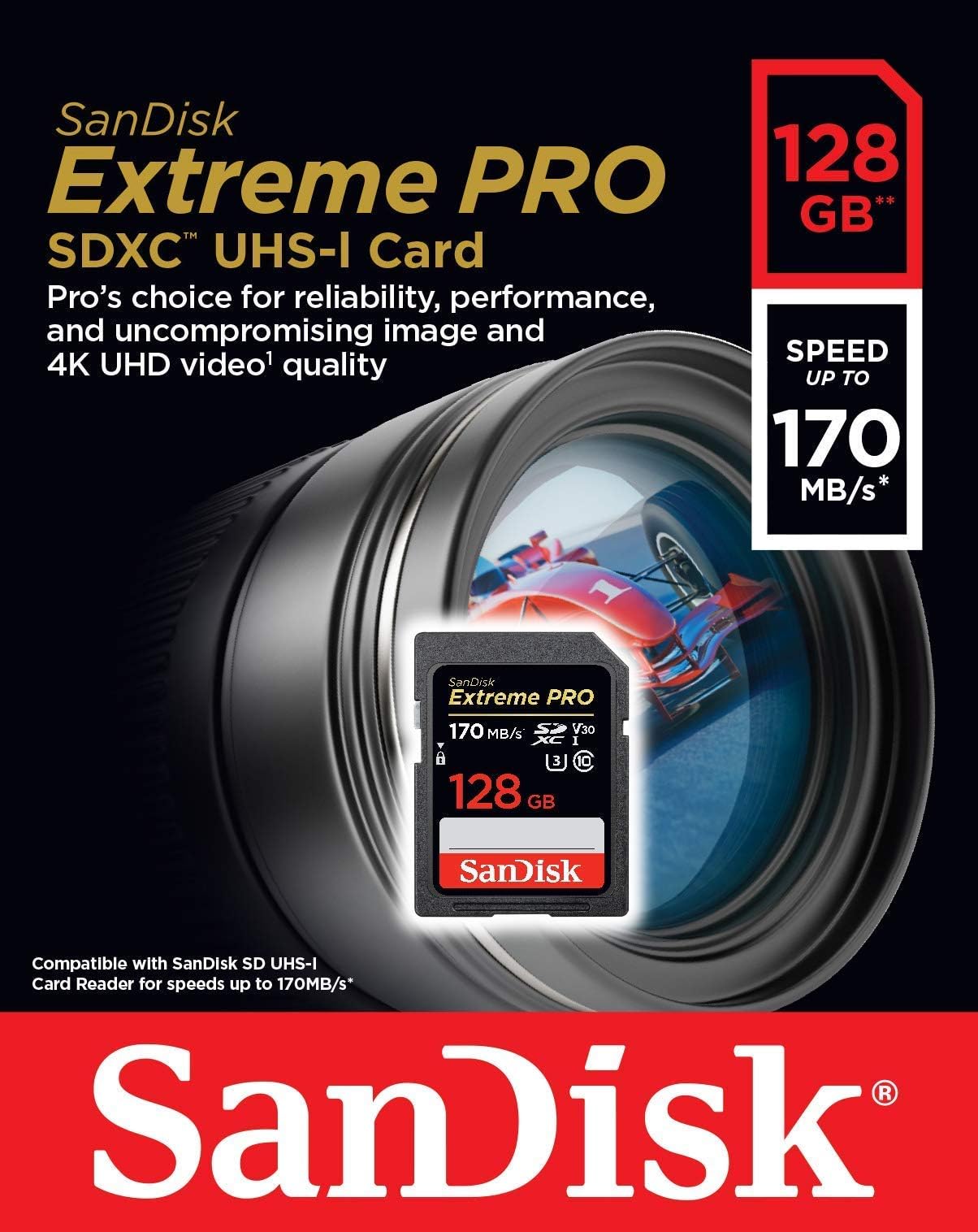 [Older Version] SanDisk 128GB Extreme PRO SDXC UHS-I Card - C10, U3, V30, 4K UHD, SD Card - SDSDXXY-128G-GN4IN