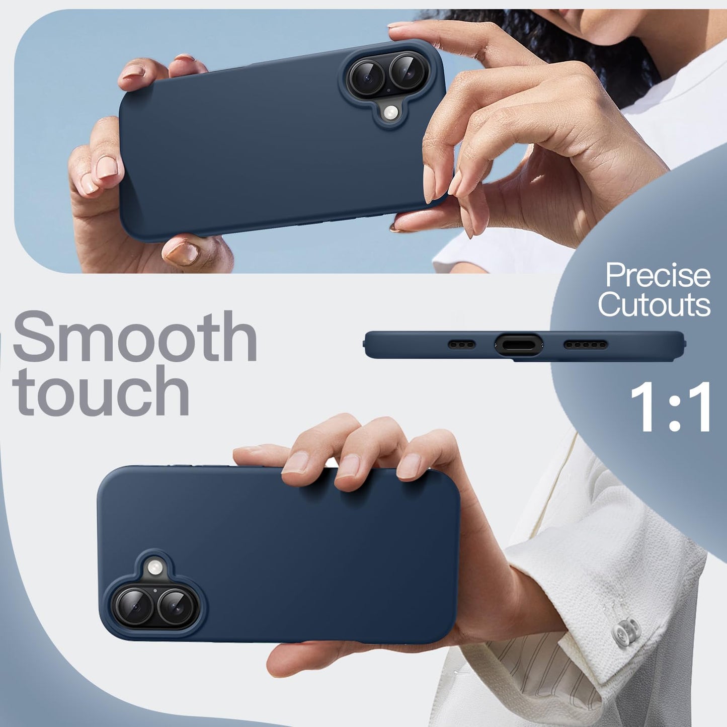 JETech Liquid Silicone Case for iPhone 17 Pro Max 6.9-Inch, Silky Soft Touch Full-Body Protection, Anti-Scratch Shockproof Phone Cover with Microfiber Lining (Dark Blue)