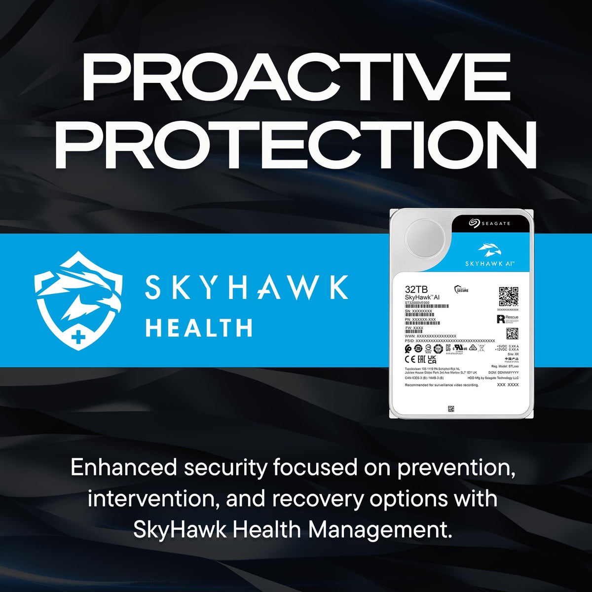 Seagate Skyhawk 4TB Video Internal Hard Drive HDD – 3.5 Inch SATA 6Gb/s 64MB Cache for DVR NVR Security Camera System with Drive Health Management and in-House Rescue Services (ST4000VXZ16/016)