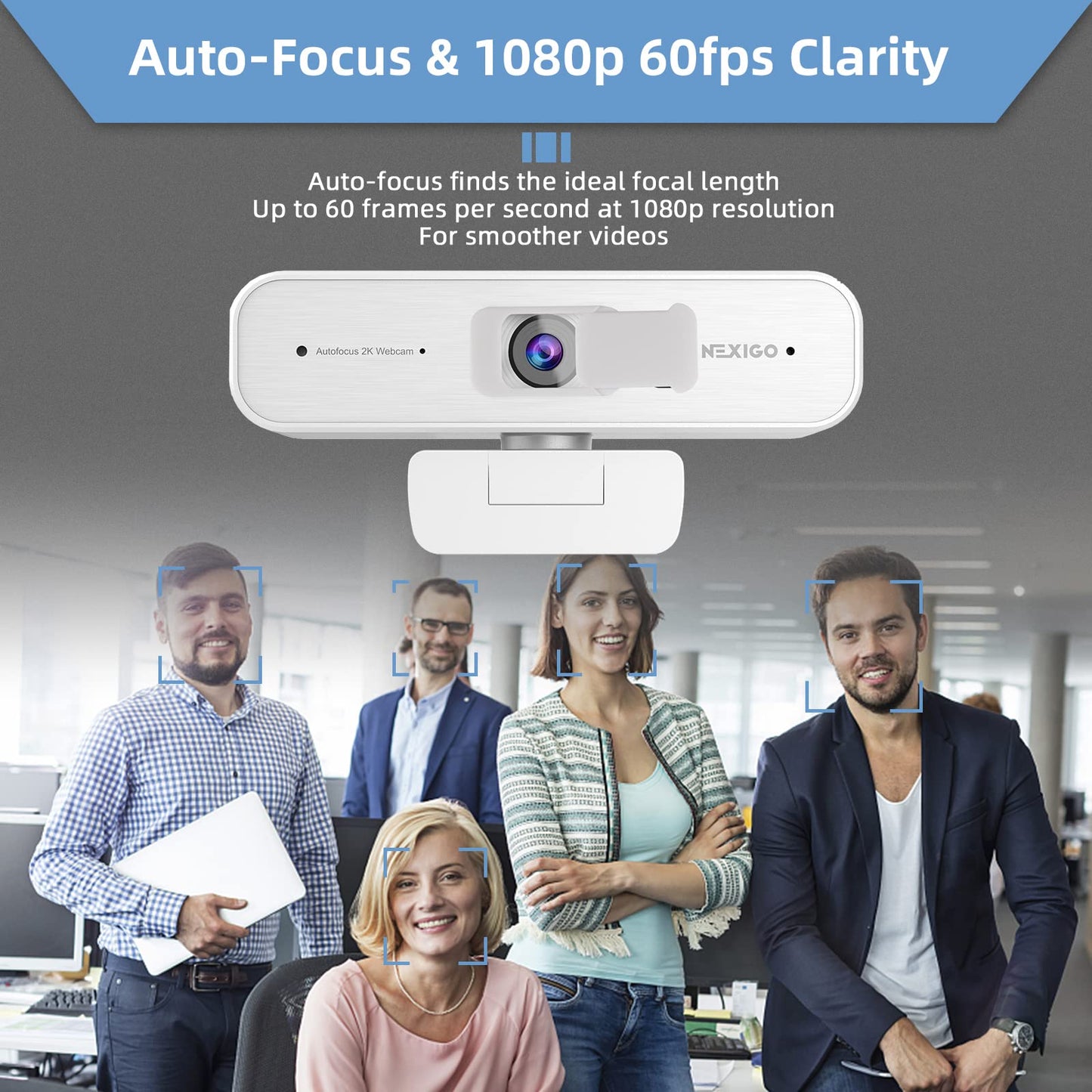 NexiGo N60 1080P Webcam with Microphone, Software Control & Privacy Cover, USB HD Computer Web Camera, Plug and Play, for Zoom/Skype/Teams, Conferencing and Video Calling