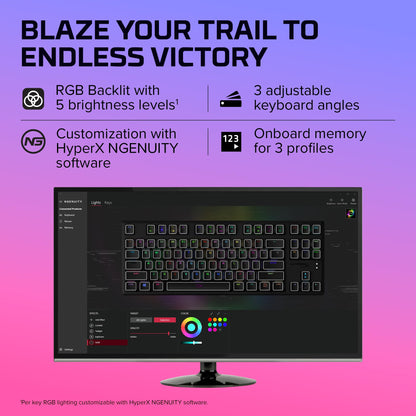 HyperX Alloy Origins 65 - Mechanical Gaming Keyboard – Compact 65% Form Factor - Linear Red Switch - Double Shot PBT Keycaps - RGB LED Backlit - NGENUITY Software Compatible,Black