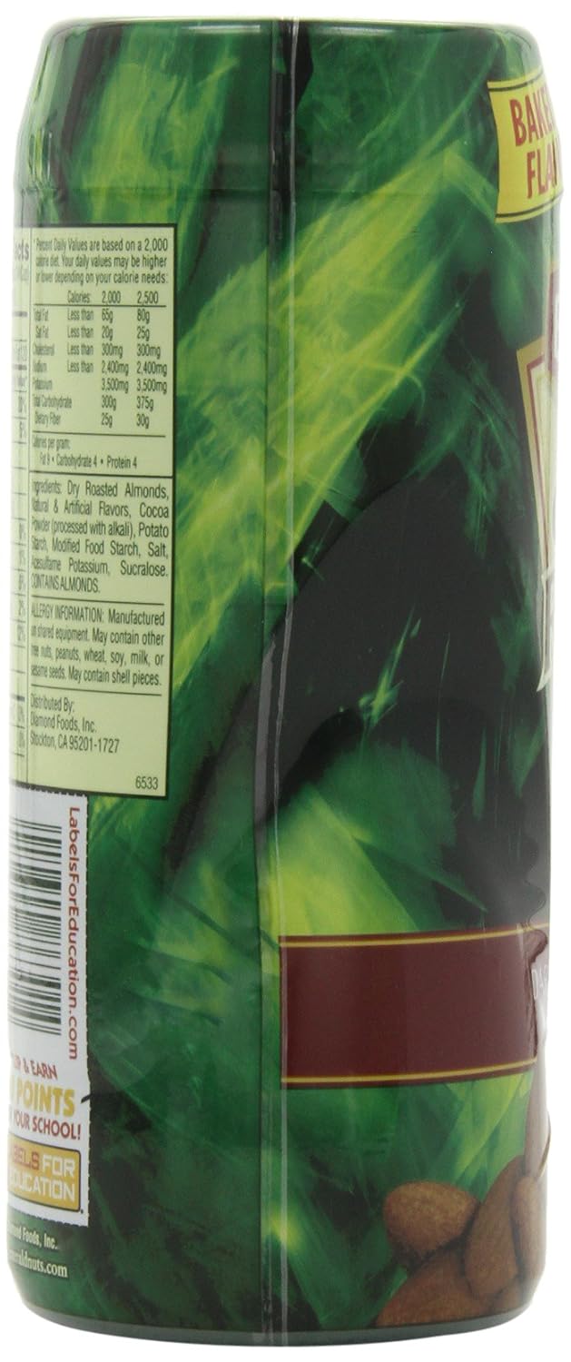 Emerald Cocoa Roast Almonds, Dark Chocolate, 10 oz Canister (Pack of 4)