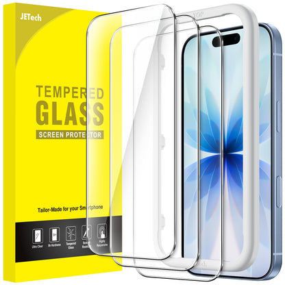 JETech Full Coverage Screen Protector for iPhone 17e (2026) / iPhone 16e, 9H Tempered Glass Film, Case-Friendly, HD Clear, 6.1-Inch Display, 3-Pack