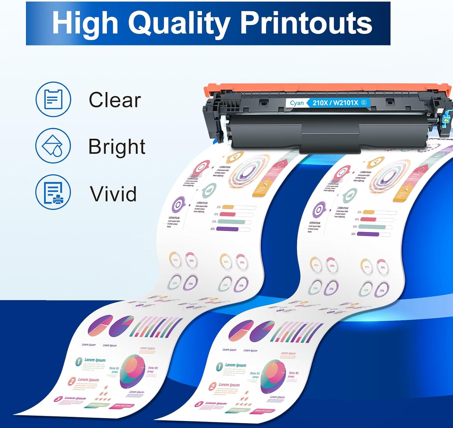 210X Toner Cartridges 4 Pack 4301fdw Compatible Replacement for HP 210X 210A 210 Toner for HP Color LaserJet Pro MFP 4301fdw 4301fdn Pro 4201dw 4201dn Printer Ink W2100X W2100A (B/C/M/Y, with Chip)