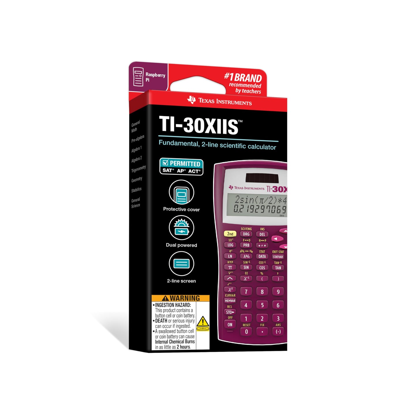Texas Instruments TI-30XIIS Scientific Calculator, Black with Blue Accents (30XIIS/TBL/1L1/BK)