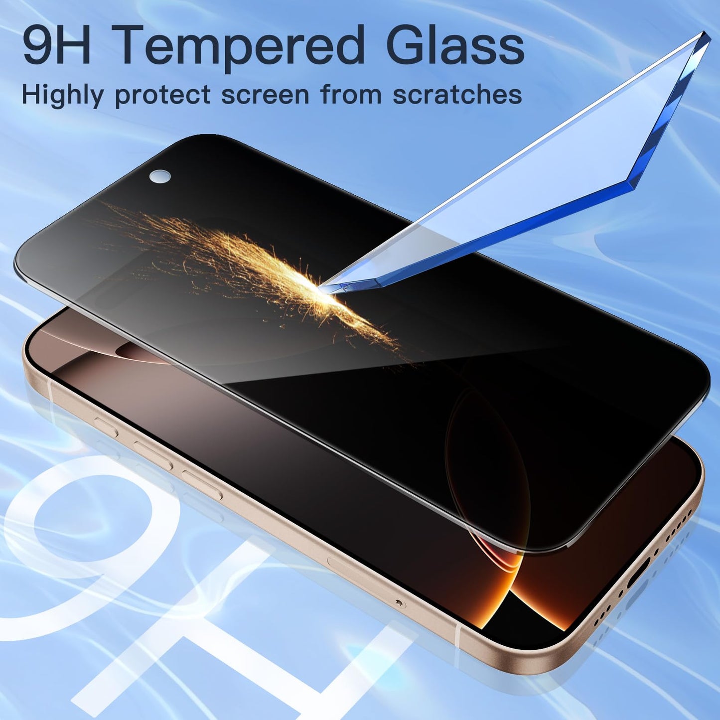 JETech Privacy Screen Protector for iPhone 15 6.1-Inch, Anti-Spy Tempered Glass Film with Easy Installation Tool, 2-Pack