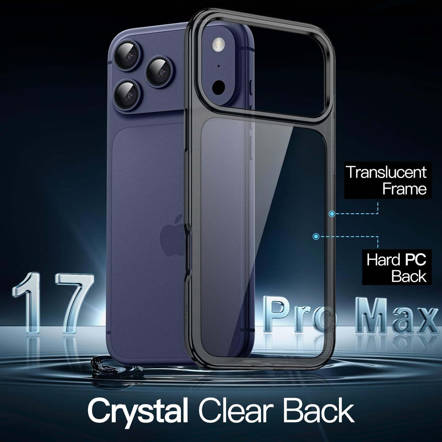 JETech Case for iPhone 17 Pro Max 6.9-Inch, Non-Yellowing Shockproof Phone Bumper Cover, Anti-Scratch Clear Back (Clear)