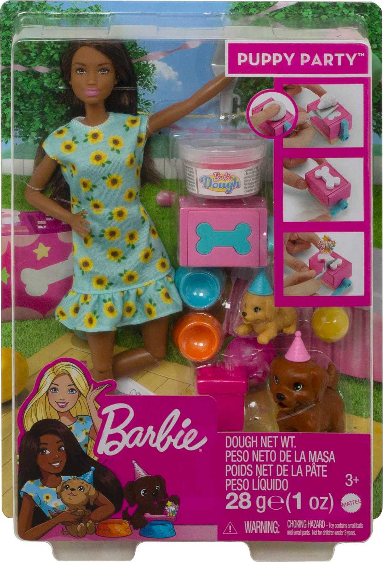Barbie Doll & Pets Set, Blonde with Mommy Dog, 3 Newborn Puppies with Color-Change Feature & Pet Accessories