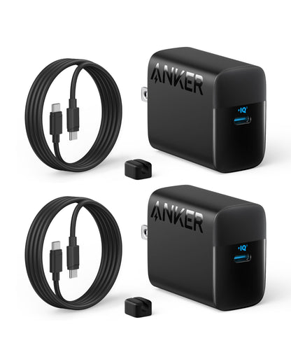 Anker 45W USB C Charger Block, PPS Fast Charger with USB-C Cable for iPhone 17/16 and More Series, iPad, Galaxy S24 Ultra (2-Pack 5 ft Cable Included)