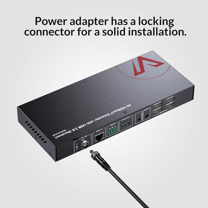 AV Access HDMI KVM Extender Over Cat6, 4K@60Hz 100m/330ft, USB 2.0 Remote Control (4 Ports), Zero Latency, RS232, Audio, PoH, EDID, for Server Room & Control Systems (4KEX100-KVM)