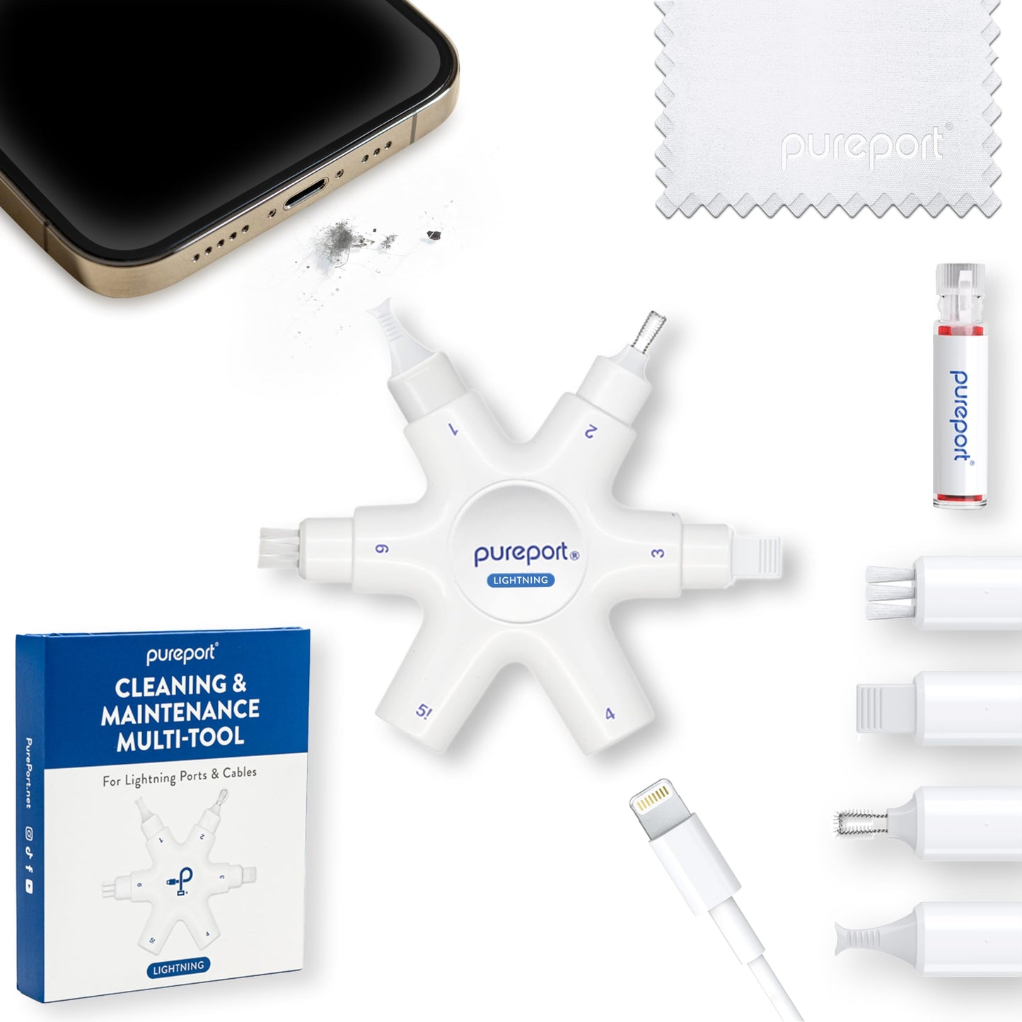 PurePort USB-C Multi-Tool Phone Cleaning Kit | Clean Repair & Restore Cell Phone Tablet & Laptop USB C Ports & Cables | Fix Unreliable & Bad Connections | Extend The Life of Your Tech Devices (Black)