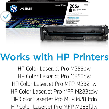 HP 206X High-Yield Toner Cartridge 4-Pack (Black, Cyan, Magenta, Yellow) | Compatible Color LaserJet Pro M255 & MFP M282/M283 Series Printers | W2110XQ1 Combo Pack
