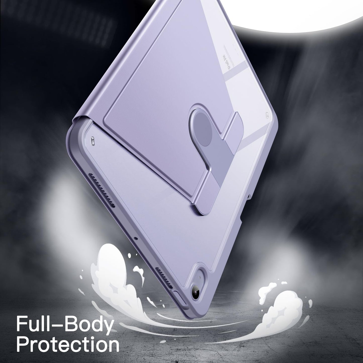 JETech Rotating Case ONLY for iPad Air 11-Inch M4/M3/M2 (2026/2025/2024), iPad Air 5/4 (2022/2020 5th/4th Generation 10.9-Inch), 360 Degree Rotation Protective Stand Cover Clear Back (Purple)