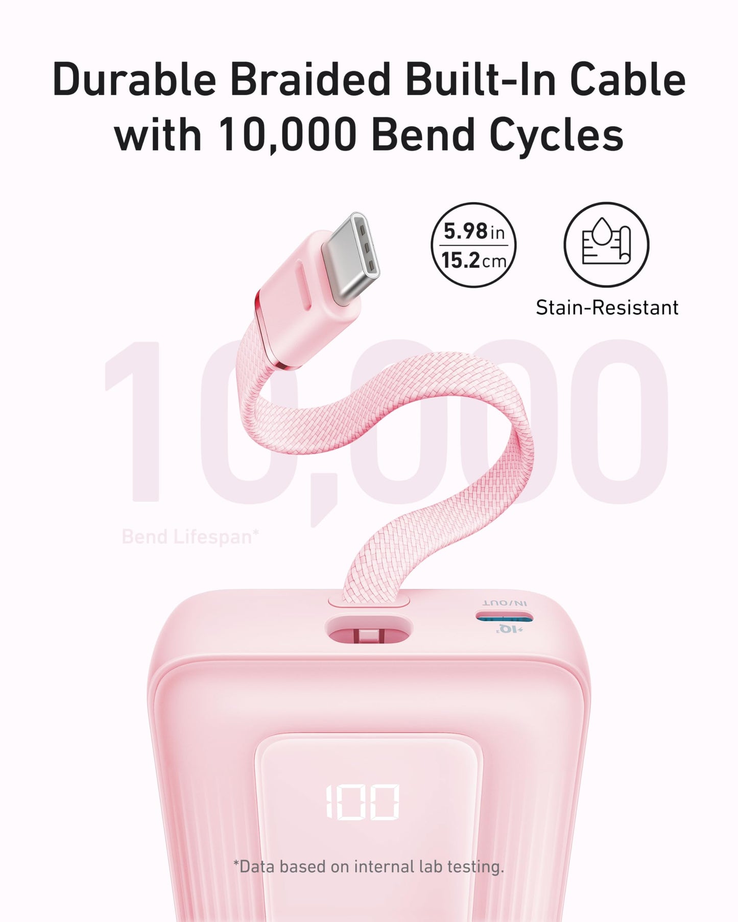 Anker Zolo Power Bank (2025 Upgraded Version), 20,000mAh 30W High-Speed Portable Charger with Built-in USB-C Cable, Battery Pack for iPhone 17/16 / 15 Series, Galaxy, and More
