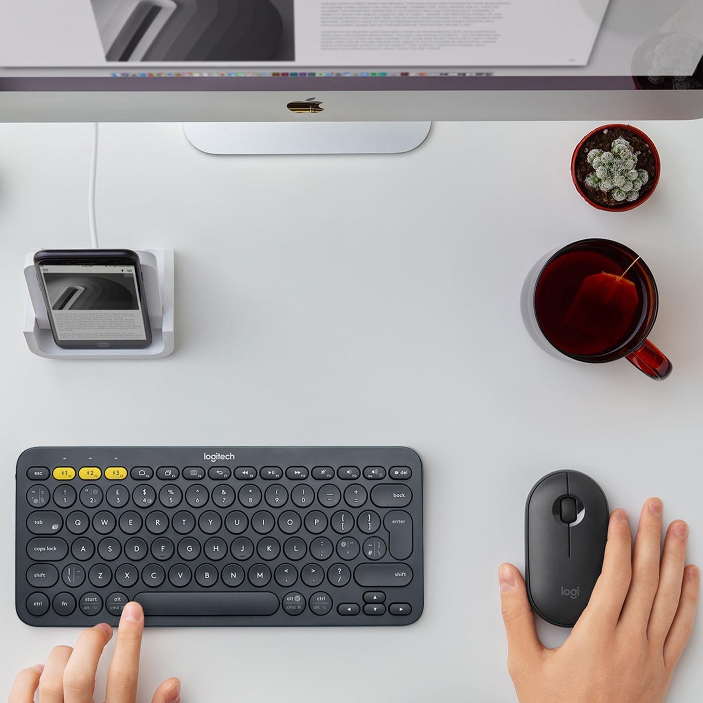 Logitech 920-007558 K380 Multi-Device Bluetooth Keyboard – with FLOW Cross-Computer Control and Easy-Switch up to 3 Devices – Dark Grey