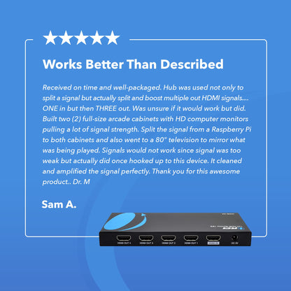 OREI UltraHD 4K @ 60 Hz 1 x 2 HDMI Splitter 1 in 2 Out (2 Port) 4:4:4 8-bit - Does Not Bypass HDCP, 18 Gbps, 4K HDMI Splitter