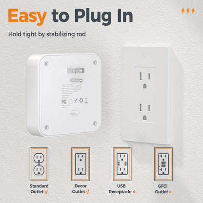 TESSAN Multi Plug Outlet Extender, Surge Protector Splitter with 3 USB (1 USB C Port) Wall Charger, Multiple Expander for Travel, Home, College Dorm Room