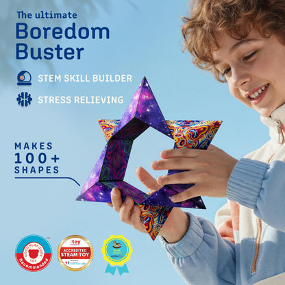 Shashibo Shape Shifting Box - Award-Winning STEM Fidget Toy with Ultra Strong Magnets - Puzzle Cube Transforms Into 100+ Shapes, Perfect Sensory Gift for Kids, Teens, and Adults (Spaced Out)