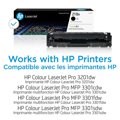 HP 218A Toner Cartridge 4-Pack (Black, Cyan, Magenta, Yellow) | Compatible Color LaserJet Pro 3201 & MFP 3301 Series Printers | W2180AQ1 Combo Pack