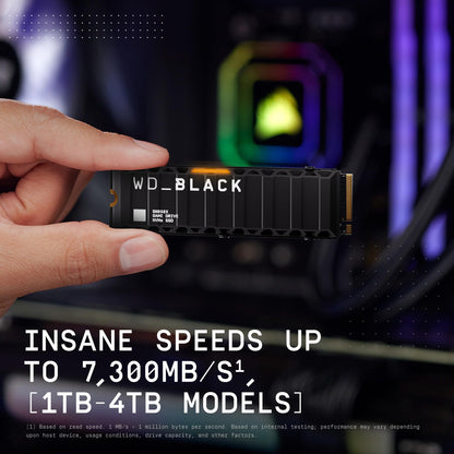 WD_BLACK SN850X 1TB NVMe SSD - M.2 2280, Up to 7,300 MB/s Read speeds, Up to 6,300 MB/s write speeds, Gaming Expansion, High Performance Internal Solid State Drive - WDS100T2X0E
