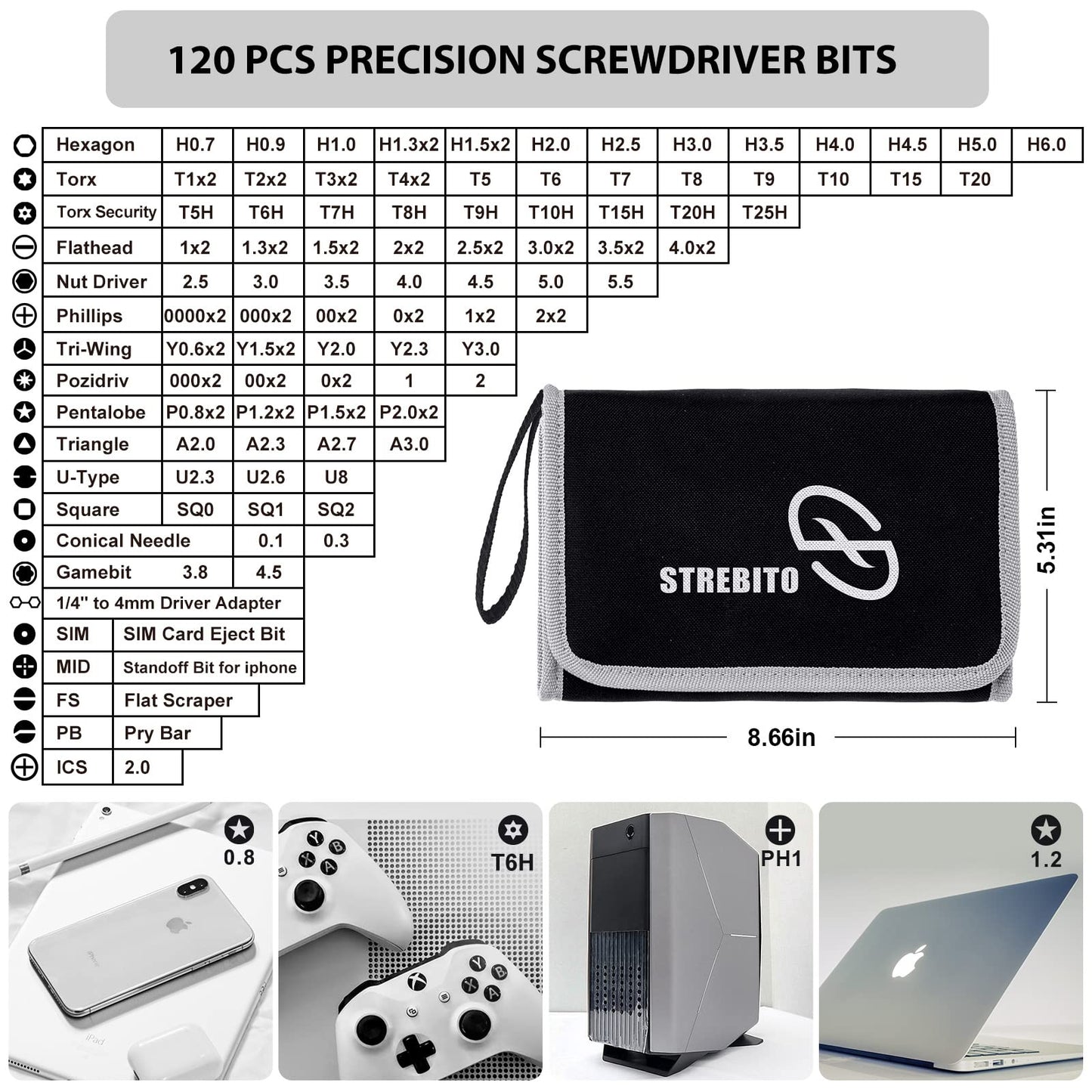 STREBITO Electronics Precision Screwdriver Sets 142-Piece with 120 Bits Magnetic Repair Tool Kit for iPhone, MacBook, Computer, Laptop, PC, Tablet, PS4, Xbox, Nintendo, Game Console