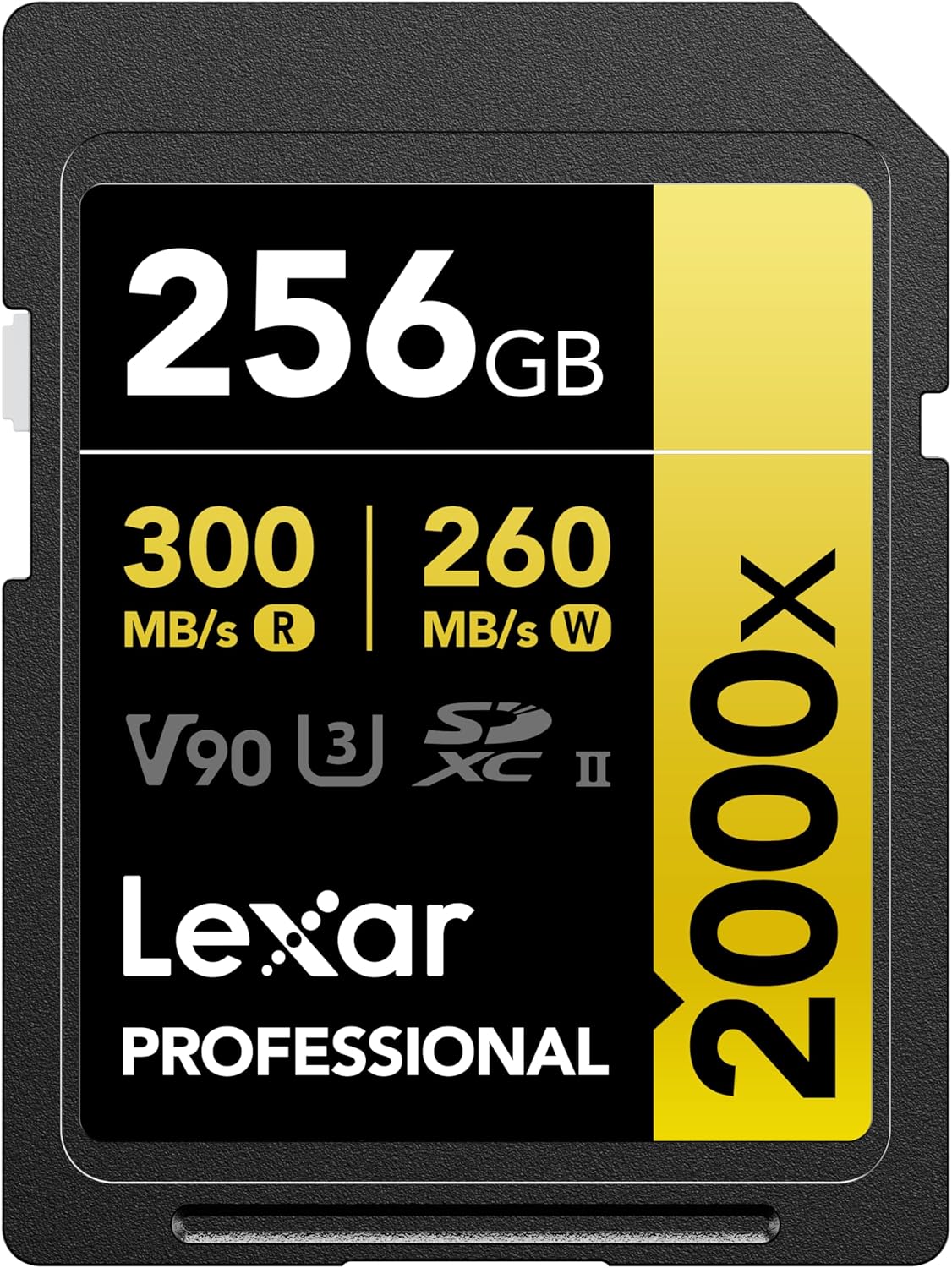 Lexar 256GB 2000x SD Memory Card, 300MB/s Read, 8K, V90, U3, UHS-II