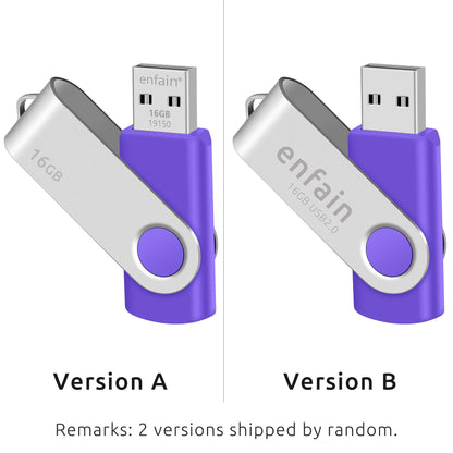 Enfain 16GB USB 2.0 Flash Drive 10 Pack | Swivel Thumb Drives with 31 Labels | Gift-Ready Packaging for Corporate Events, Office & Team Distributions (Black)