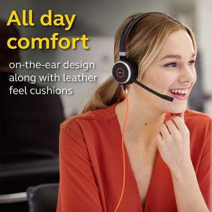 Jabra Evolve 40 Professional Wired Headset, Stereo, MS-Optimized – Telephone Headset for Greater Productivity, Superior Sound for Calls and Music, 3.5mm Jack/USB Connection, All-Day Comfort Design