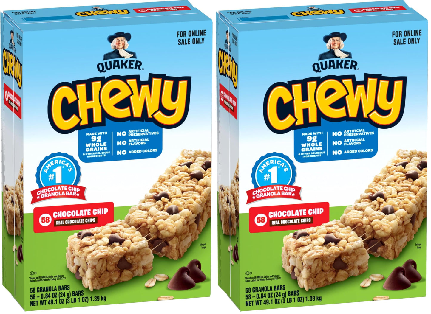 Quaker Chewy Granola Bars, Chewy & Dipps Variety Pack, (58 Bars), Whole Grains, No Artificial Flavors, No Added Colors