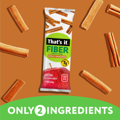 That’s it. High Fiber Fruit Bars Variety Pack (12 Count) – Cinnamon, Pear, Mixed Berries & Cherry, 7g Fiber from Real Fruit, 3-4 Ingredients, No Added Sugar, 130 Calories, Gluten-Free, Top 12 Allergen-Free, Non-GMO