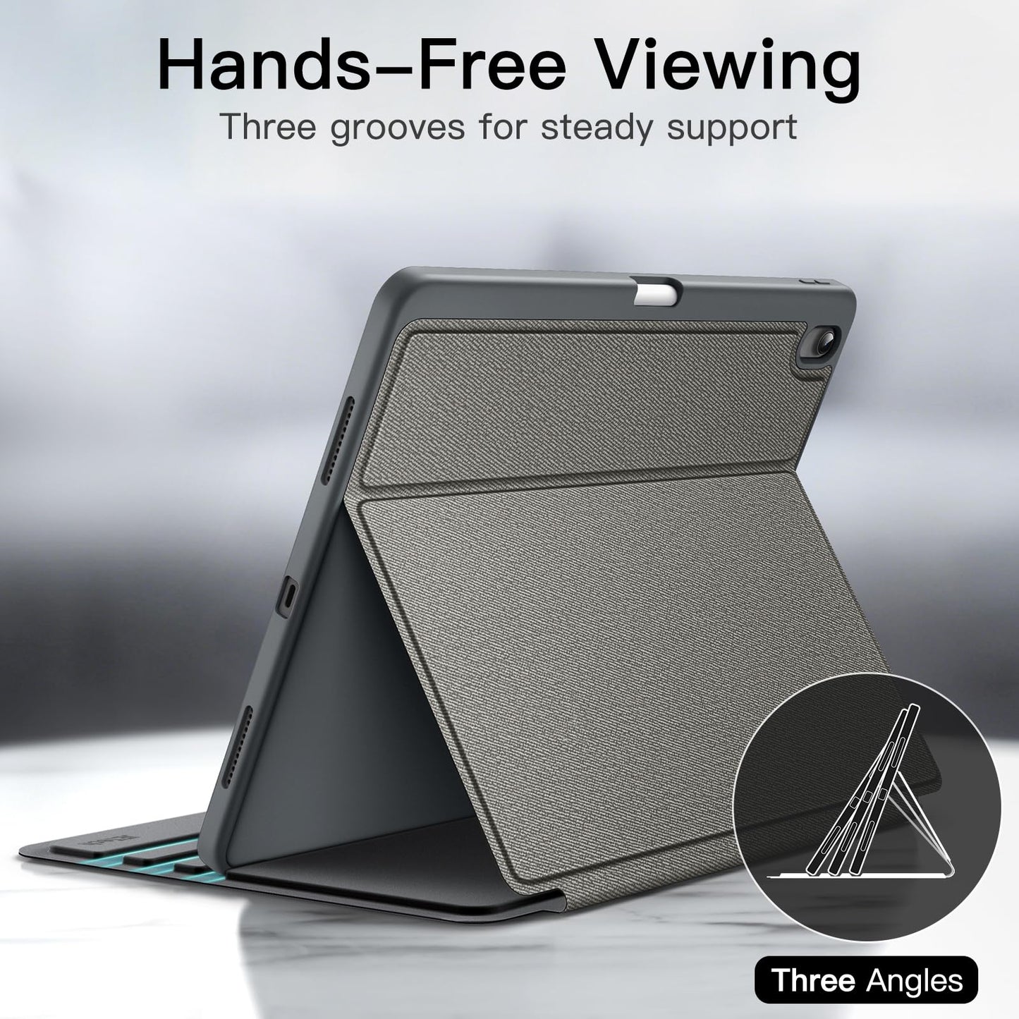 JETech Case for iPad Air 13-Inch M4/M3/M2 (2026/2025/2024) with Pencil Holder, Slim Folio Stand Protective Tablet Cover, Multi-Angle Viewing, Auto Wake/Sleep (Black)