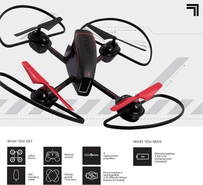 Sharper Image 10” Mach X Long Range Drone with Streaming Camera, LED Lights, 2.4 GHz, Auto-Orientation, Assisted Landing and Gyro Stabilization Control, Capture Panoramic Videos, Rechargeable Battery