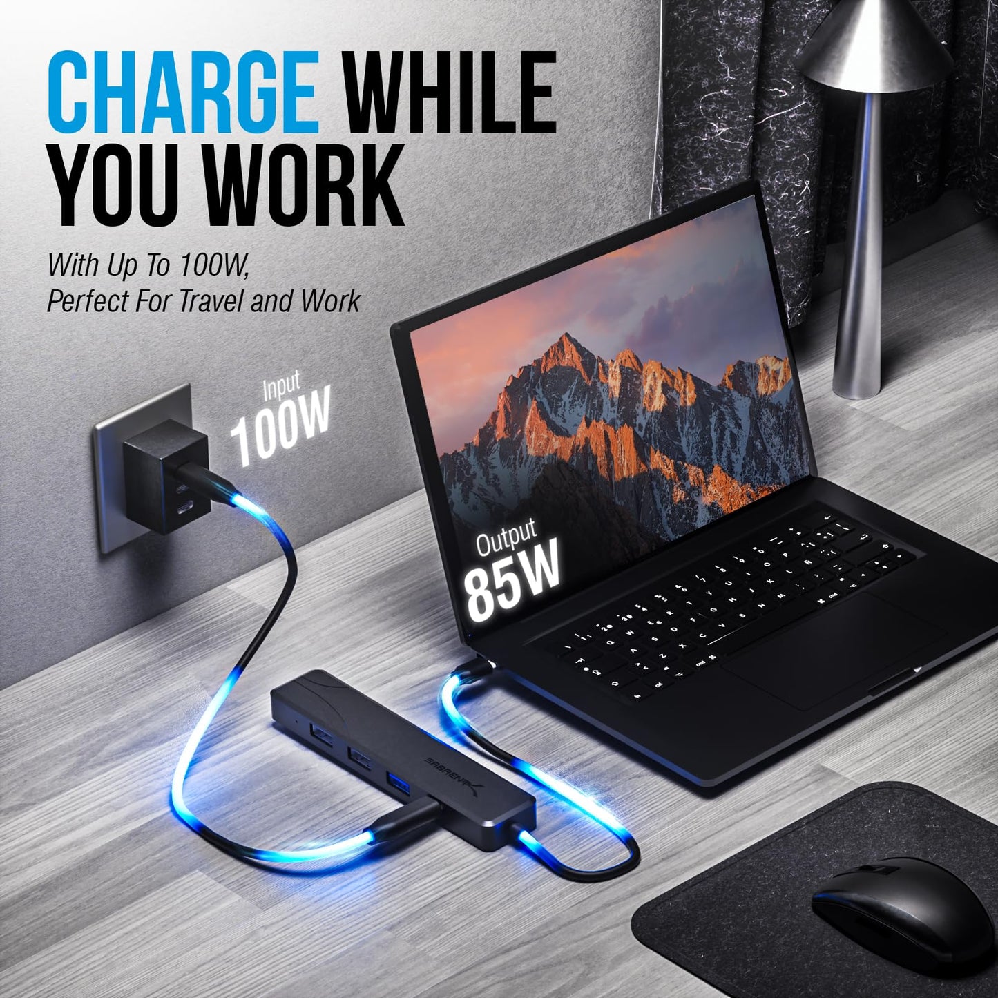 SABRENT 4-Port USB 3.0 Hub with Individual LED Power Switches - Slim, Portable Design - 2 Ft Cable - Fast Data Transfer - Compatible with Mac & PC (HB-UM43)