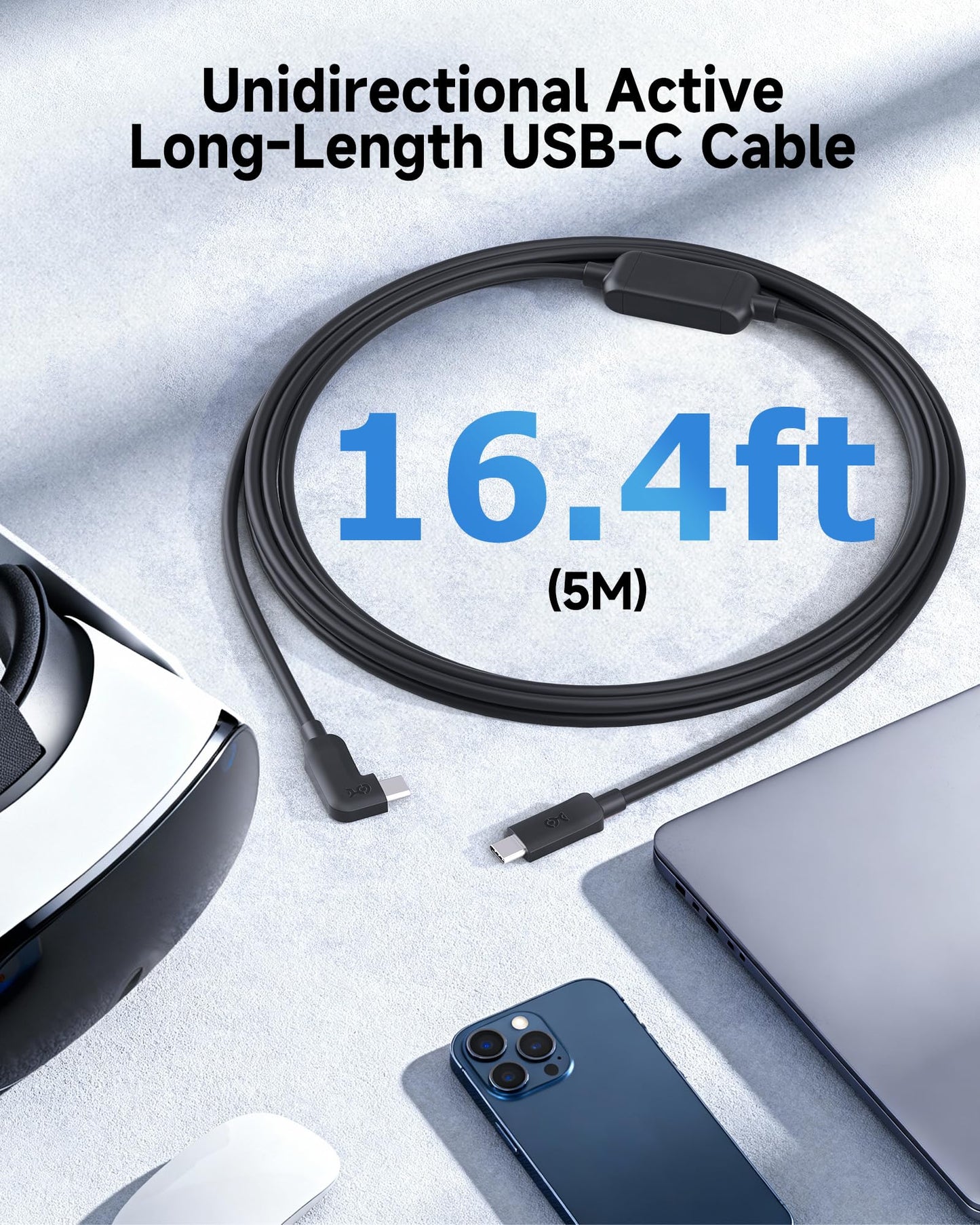 Cable Matters Unidirectional Active USB C Cable 16.4 ft for Oculus Quest 2 Headset and Hard Drives (Compatible with Oculus Link Cable) 5Gbps Data Transfer, No Video, No Power Delivery Support
