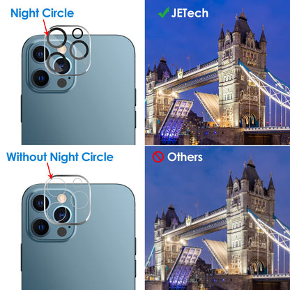 JETech Camera Lens Protector for iPhone 12 Pro Max 6.7-Inch, 9H Tempered Glass, HD Clear, Anti-Scratch, Case Friendly, Does Not Affect Night Shots, 3-Pack