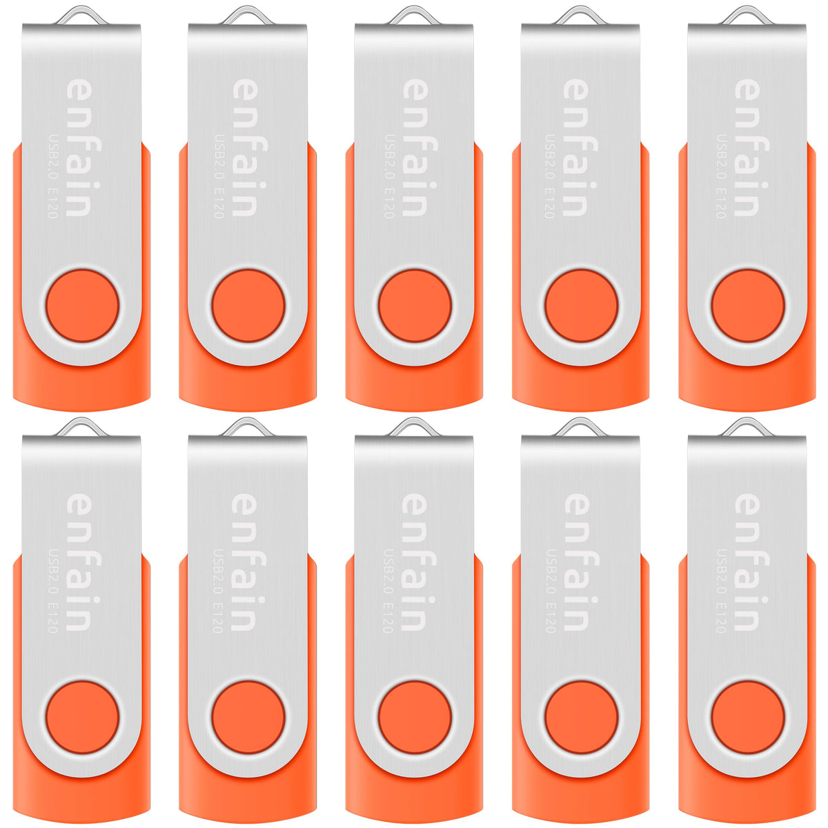 Enfain 16GB USB 2.0 Flash Drive 10 Pack | Swivel Thumb Drives with 31 Labels | Gift-Ready Packaging for Corporate Events, Office & Team Distributions (Black)