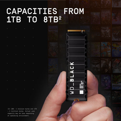 WD_BLACK SN850X 1TB NVMe SSD - M.2 2280, Up to 7,300 MB/s Read speeds, Up to 6,300 MB/s write speeds, Gaming Expansion, High Performance Internal Solid State Drive - WDS100T2X0E