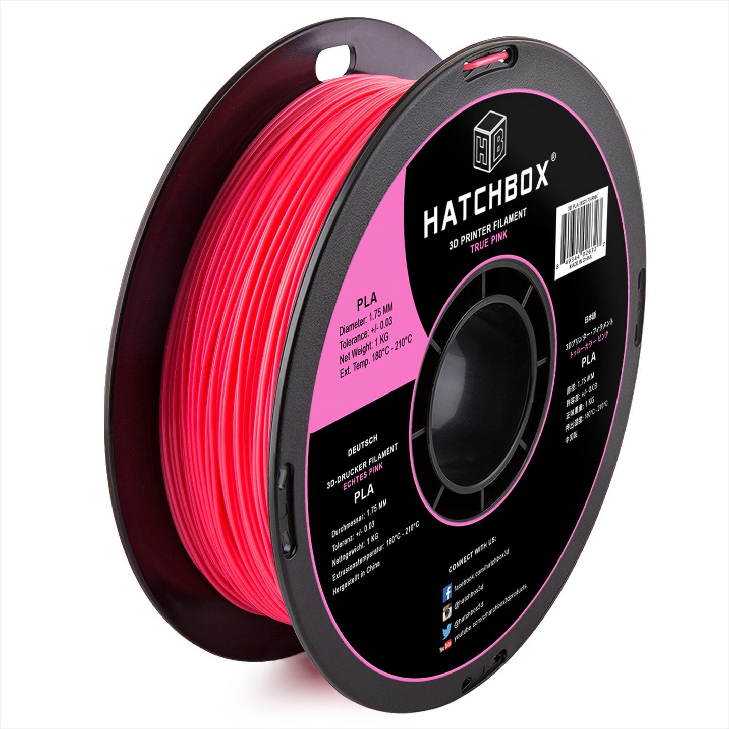 HATCHBOX 1.75mm Black PLA 3D Printer Filament, 1 KG Spool, Dimensional Accuracy +/- 0.03 mm, 3D Printing Filament