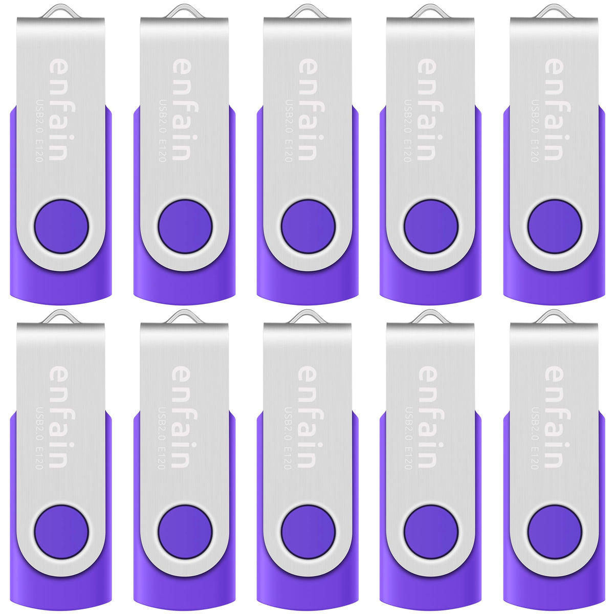 Enfain 16GB USB 2.0 Flash Drive 10 Pack | Swivel Thumb Drives with 31 Labels | Gift-Ready Packaging for Corporate Events, Office & Team Distributions (Black)
