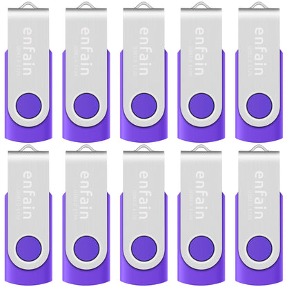 Enfain 16GB USB 2.0 Flash Drive 10 Pack | Swivel Thumb Drives with 31 Labels | Gift-Ready Packaging for Corporate Events, Office & Team Distributions (Black)