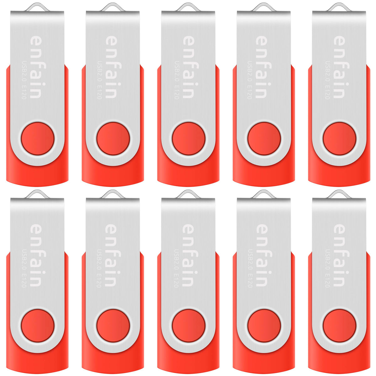 Enfain 16GB USB 2.0 Flash Drive 10 Pack | Swivel Thumb Drives with 31 Labels | Gift-Ready Packaging for Corporate Events, Office & Team Distributions (Black)