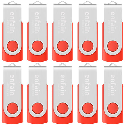 Enfain 16GB USB 2.0 Flash Drive 10 Pack | Swivel Thumb Drives with 31 Labels | Gift-Ready Packaging for Corporate Events, Office & Team Distributions (Black)