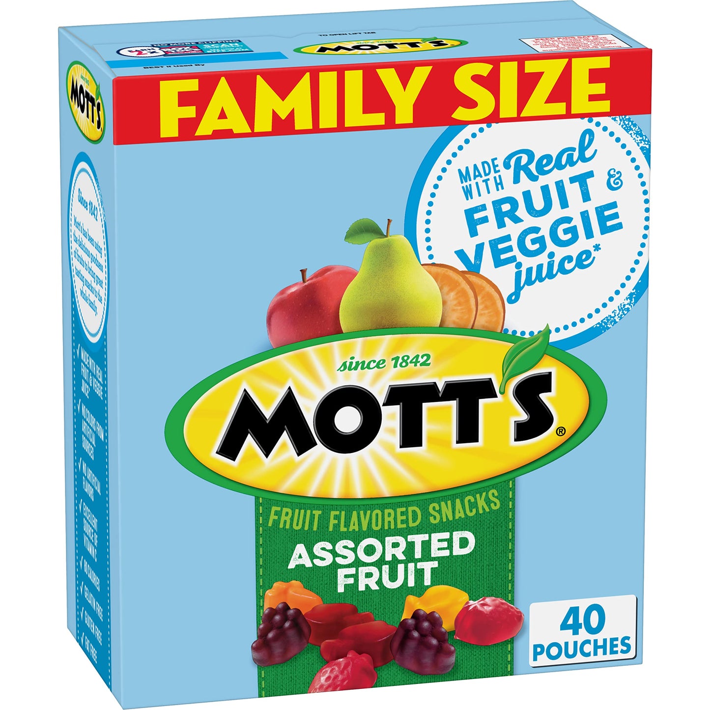 Mott's Fruit Flavored Snacks, Assorted Fruit, Gluten Free Snack, Value Pack, 22 Pouches, 17.6 oz (Pack of 6)