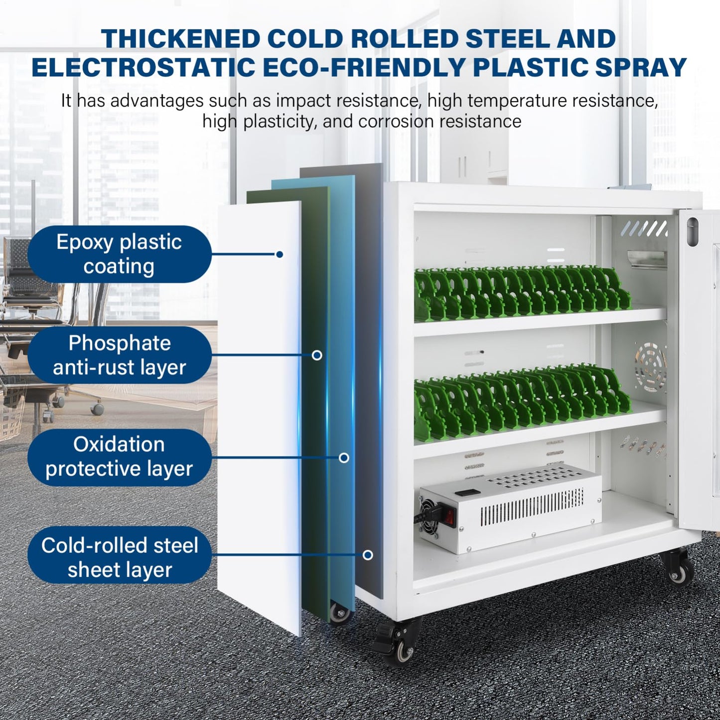 30 Device Mobiles Phone Charging Cart, Mobiles Charging Cabinet for Cell Phone, Rechargeable Cellphone Locker Storage Chargings Station, for Phones/Mini Tablets, School and Enterprise