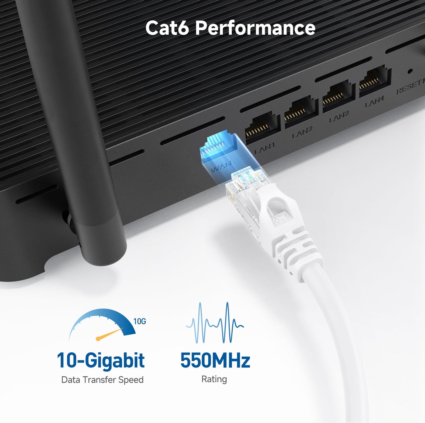 Cable Matters 10Gbps 5-Pack Snagless Short Cat 6 Ethernet Cable - 3ft, Cat 6 Cable, Cat6 Cord, Ethernet Cord, Black