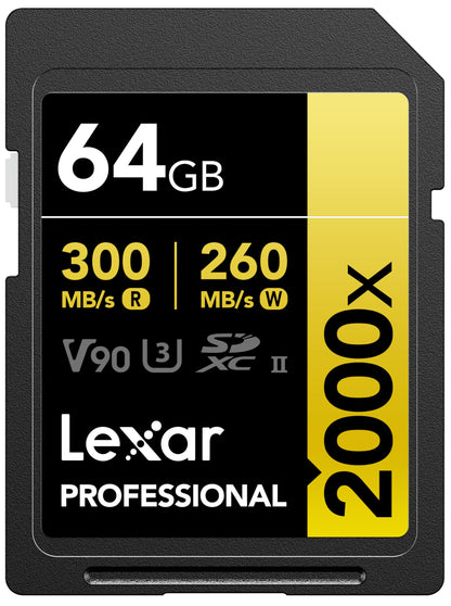 Lexar 256GB 2000x SD Memory Card, 300MB/s Read, 8K, V90, U3, UHS-II